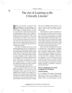 E The Art of Learning to Be Critically Literate 1