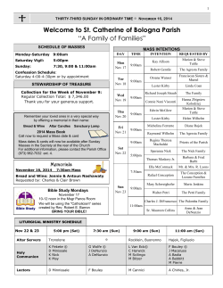 Welcome to St. Catherine of Bologna Parish “A Family of Families”