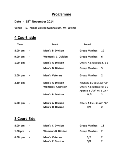 4 Court  side Programme Date   -  15 November 2014