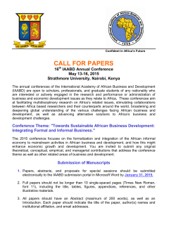 CALL FOR PAPERS 16 IAABD Annual Conference May 13-16, 2015