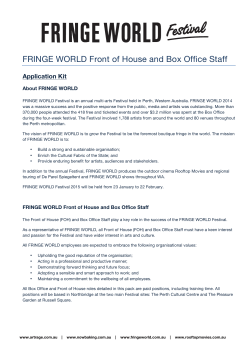 FRINGE WORLD Front of House and Box Office Staff Application Kit