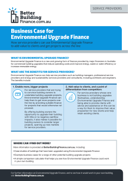 Business Case for Environmental Upgrade Finance