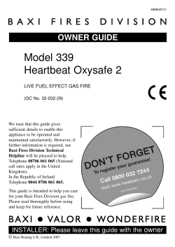 Model 339 Heartbeat Oxysafe 2 OWNER GUIDE