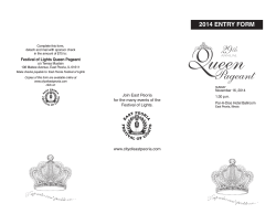 2014 ENTRY FORM Festival of Lights Queen Pageant