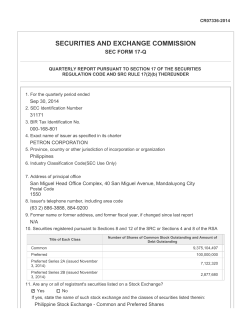 SECURITIES AND EXCHANGE COMMISSION SEC FORM 17-Q