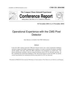 Conference Report Operational Experience with the CMS Pixel Detector CMS CR -2014/368