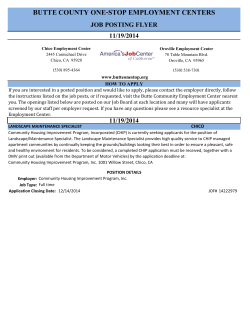 BUTTE COUNTY ONE-STOP EMPLOYMENT CENTERS JOB POSTING FLYER 11/19/2014