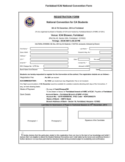 Faridabad ICAI National Convention Form REGISTRATION FORM National Convention for CA Students