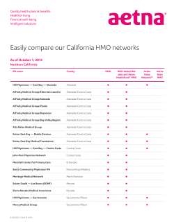 Easily compare our California HMO networks As of October 1, 2014