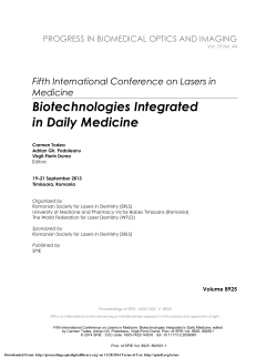 Biotechnologies Integrated in Daily Medicine Fifth International Conference on Lasers in