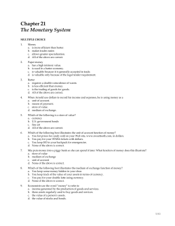 Chapter 21 The Monetary System