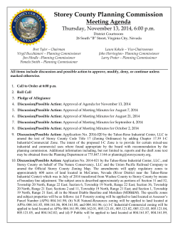 Storey County Planning Commission  Meeting Agenda Thursday, November 13, 2014, 6:00 p.m.