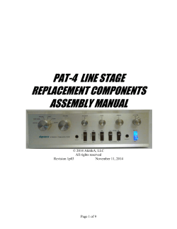 PAT-4  LINE STAGE REPLACEMENT COMPONENTS ASSEMBLY MANUAL