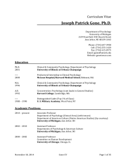 Joseph Patrick Gone, Ph.D. Curriculum Vitae