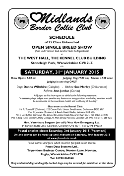 SaTUrDaY, 31 JanUarY 2015 SCHEDULE OpEn SingLE BrEED SHOw