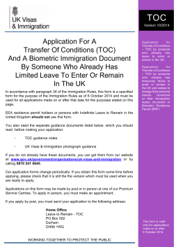 TOC Application For A Transfer Of Conditions (TOC) And A Biometric Immigration Document