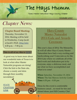 The Hays Humm Chapter News: Hays County Master Naturalist