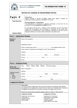 CO-OPERATIVE FORM 14 NOTICE OF CHANGE OF REGISTERED OFFICE