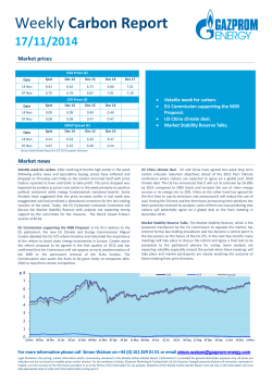 Carbon Report  17/11/2014 Market prices