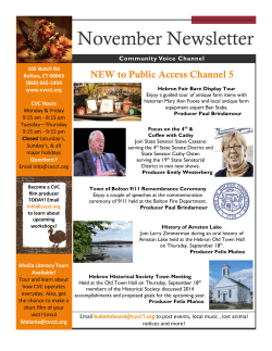 November Newsletter NEW to Public Access Channel 5 Community Voice Channel
