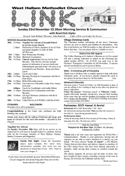 Sunday 23rd November 10.30am Morning Service &amp; Communion SERVICES November/December