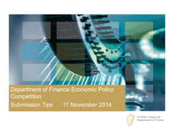 Department of Finance Economic Policy Competition Submission Tips 11 November 2014