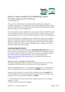Devon carers health and wellbeing check Provider Guidance GP Practices