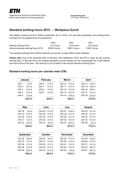 –  Workplace Zurich Standard working hours 2015