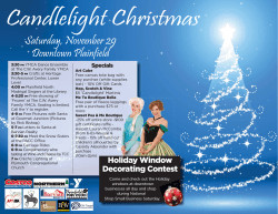 Candlelight Christmas Saturday, November 29 Downtown Plainfield