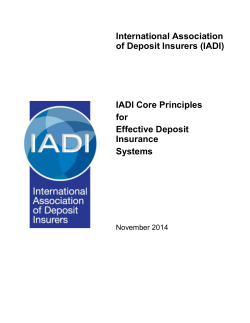 International Association of Deposit Insurers (IADI) IADI Core Principles for