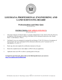 LOUISIANA PROFESSIONAL ENGINEERING AND LAND SURVEYING BOARD  Professionalism and Ethics Quiz