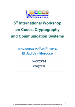 5 International Workshop on Codes, Cryptography
