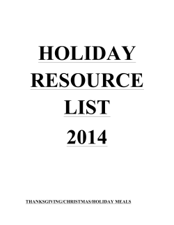 HOLIDAY RESOURCE LIST 2014