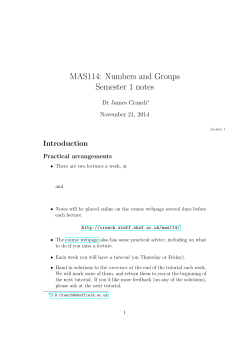 MAS114: Numbers and Groups Semester 1 notes Introduction Dr James Cranch