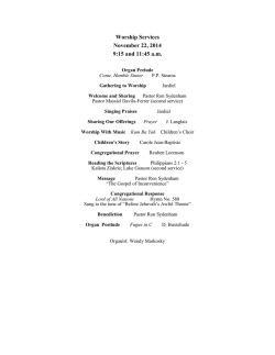 Worship Services November 22, 2014 9:15 and 11:45 a.m.