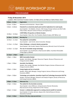 BREE WORKSHOP 2014 PROGRAMME Friday 28 November 2014