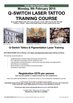 Q-SWITCH LASER TATTOO TRAINING COURSE  Monday, 9th February 2015
