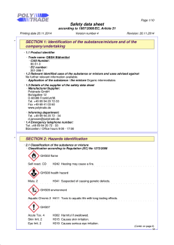 Safety data sheet company/undertaking according to 1907/2006/EC, Article 31