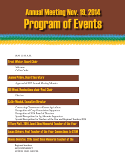 Program of Events Annual Meeting Nov. 19, 2014
