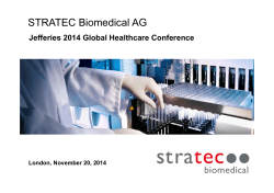 STRATEC Biomedical AG Jefferies 2014 Global Healthcare Conference London, November 20, 2014