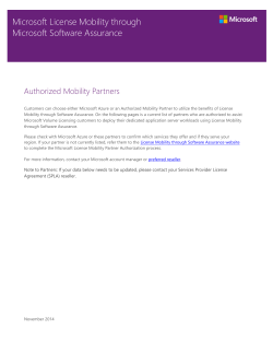 Microsoft License Mobility through Microsoft Software Assurance  Authorized Mobility Partners