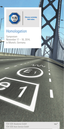 Homologation Symposium November 17 – 18, 2014, in Munich, Germany