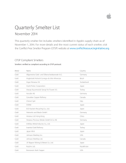Quarterly Smelter List November 2014