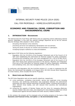INTERNAL SECURITY FUND POLICE (2014-2020) CALL FOR PROPOSALS – HOME/2014/ISFP/AG/EFCE
