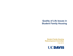 Quality of Life Issues in Student Family Housing Redevelopment Committee Fall 2014