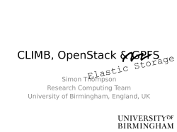 CLIMB, OpenStack &amp; GPFS orage ic St Elast