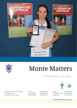 Monte Matters 21 November 2014 - Term 4, Week 7
