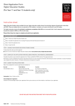 Instruction sheet Direct Application Form Higher Education Studies
