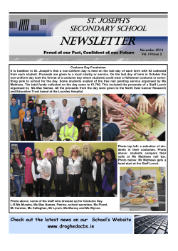 Newsletter St. JoSeph’S Secondary School Proud of our Past, Confident of our Future