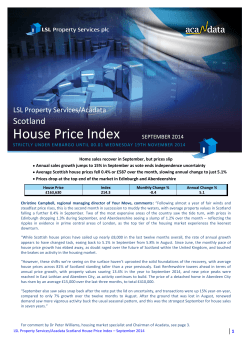 House Price Index Scotland LSL Property Services/Acadata SEPTEMBER 2014